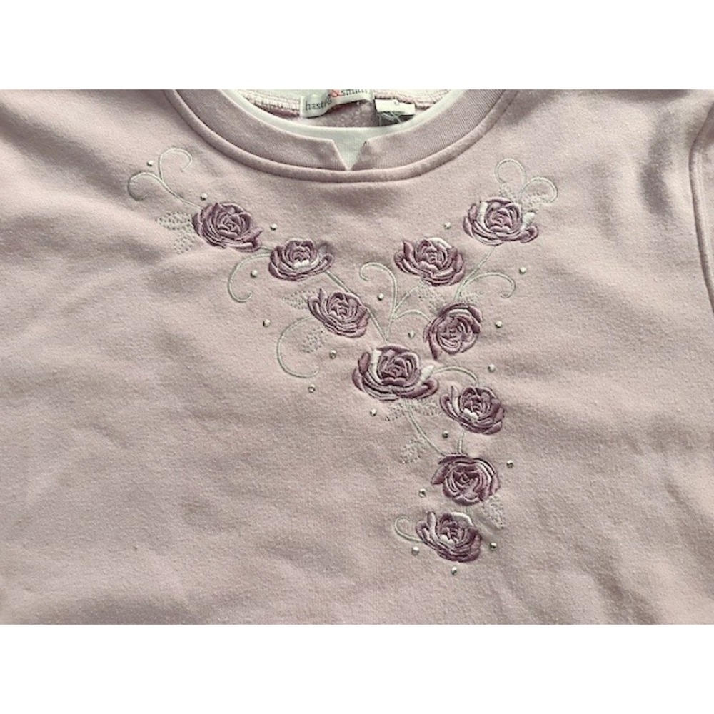 Vintage‎ 90's Hasting & Smith purple embroidered floral sweatshirt size M - Picture 4 of 5